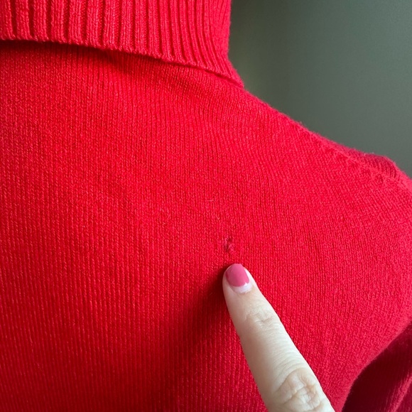 French Connection Red Turtleneck Embroidered "Lover" Sweater Size Medium - Picture 7 of 7